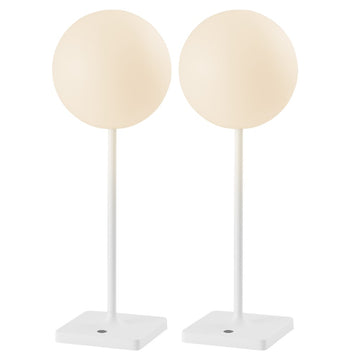 Allie 17.5" Modern Minimalist Indoor/Outdoor Metal Globe Rechargeable/Cordless Dimmable Integrated LED Table Lamp with Touch Sensor